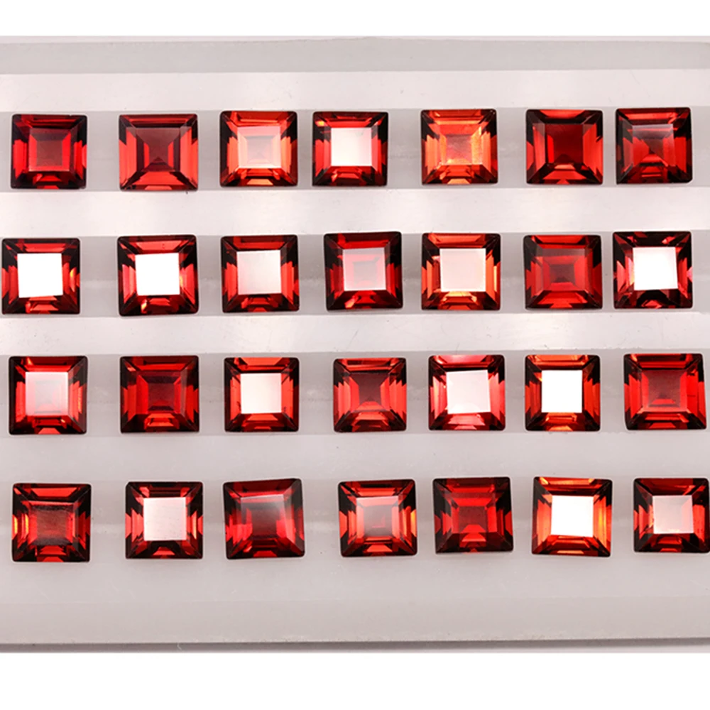 Gemstone Natural Red Garnet jewelry making 5X5mm10pcs Square losse gemstones clean Designer Ring Bracelet Earring Hight Quality