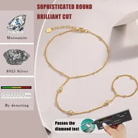 0.3 CTW Elegant Gold Moissanite Hand Chain 18K Gold Plated S925 Sterling Silver with Dazzling Stones Unique Hand Jewelry 2