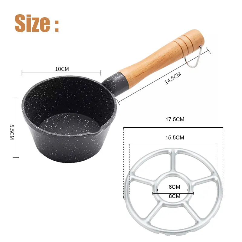 Small Pot Oil Sauce Pan Pour Spout Metal Milk Mini Coffee Pots Cooking  Nonstick Frying Lid Soup Wood Handle - AliExpress