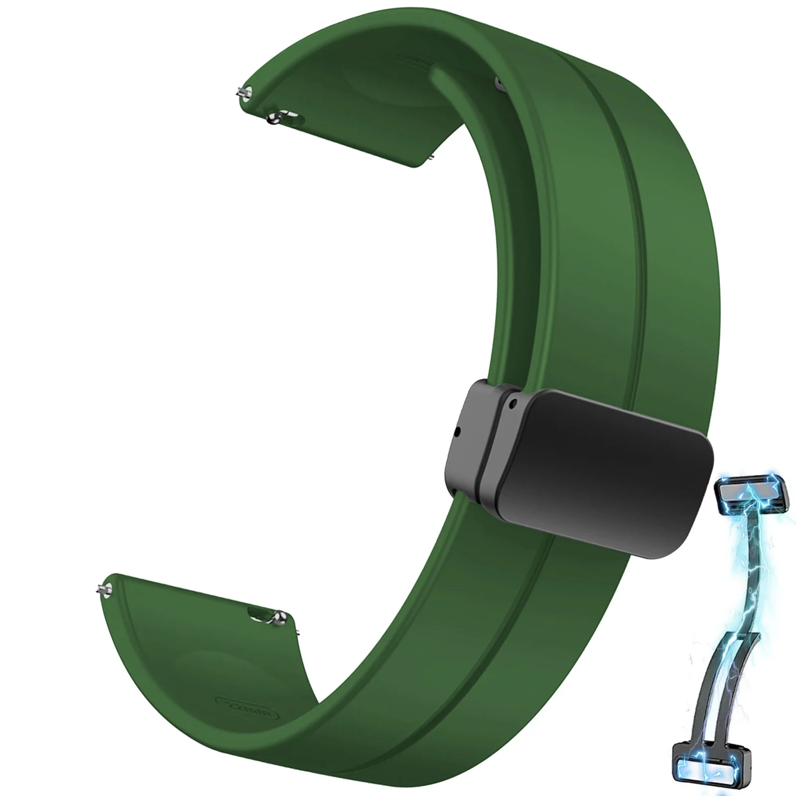 Silicone Sport Band with Magnetic Buckle - Classic Design, 20mm/22mm Strap