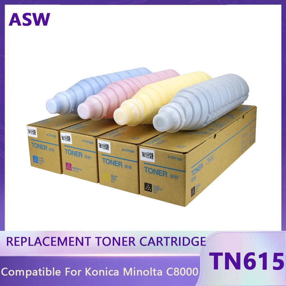 

4PCS/Set TN615 TN CMYK1.4kg Toner Cartridge For Konica Minolta C 8000 Compatible C8000 Toner Powder Copier Spare Parts