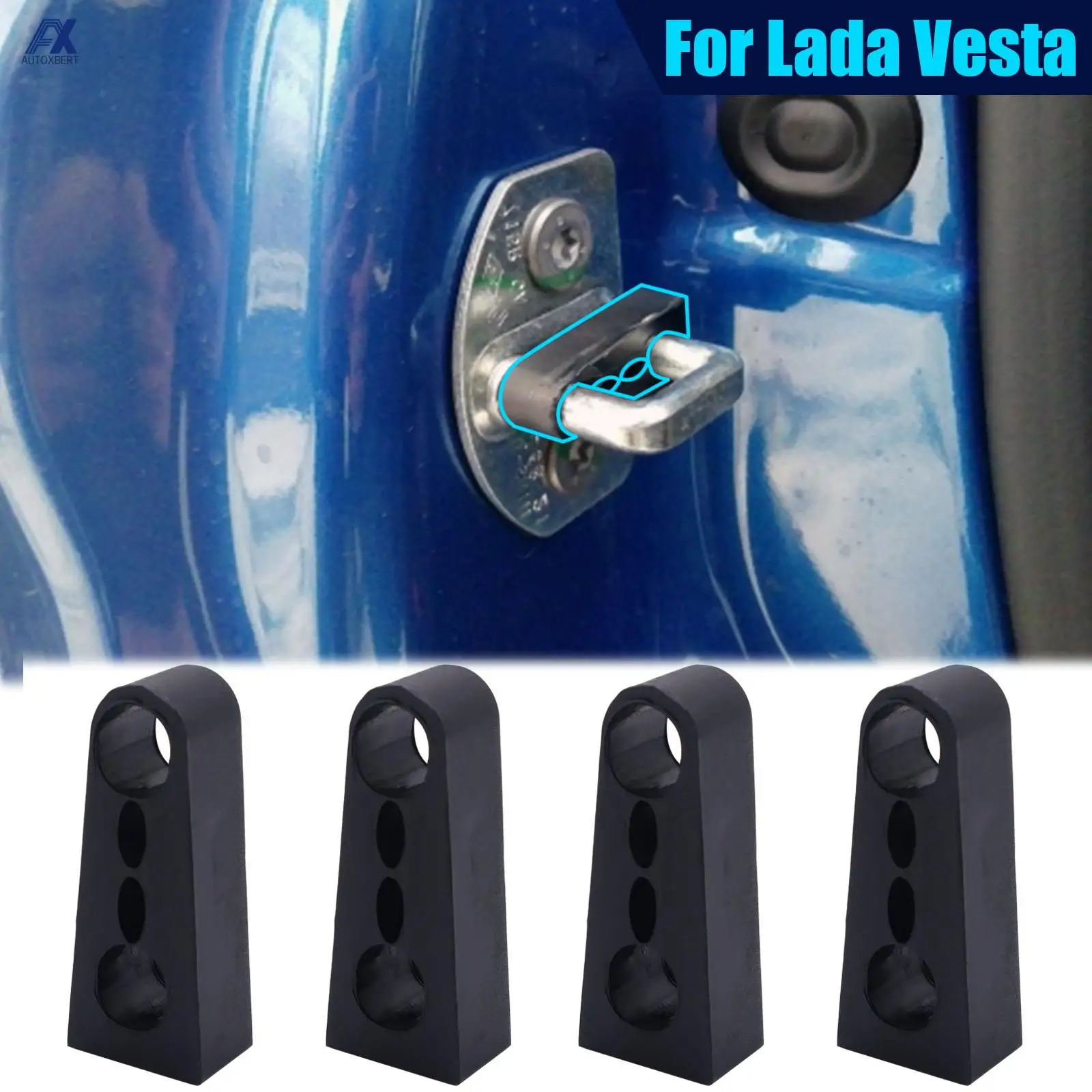 Sound Damper Door Locker for Lada Vesta SW Cross 2015-Rattling STOP Soundproof Screaks Deaf Seal Deadener Deadening car door lock damper car sound deadener