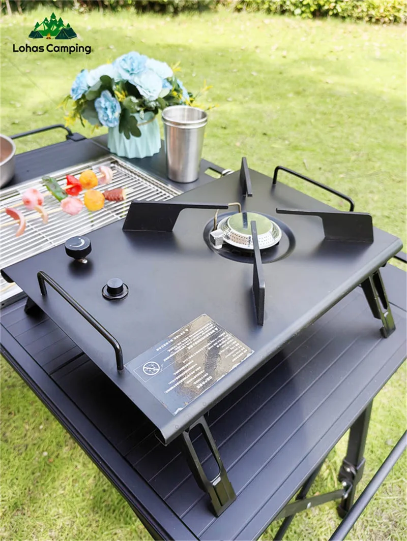 Lohascamping Portable Gas Burner Table High power Camping Stove Table Frying Pan Butane Furnace flat Folding Gas Burner