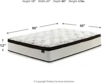 Design by Ashley Queen Size Chime 12 Inch Medium Firm Hybrid Mattress with Cooling Gel Memory Foam 2