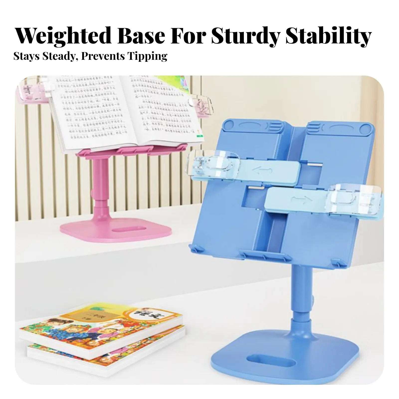 시트 홀더가 있는 조절 가능한 독서대, 조절 가능한 책꽂이, 다기능 사용, 요리사들을 위한 안정적인 받침대