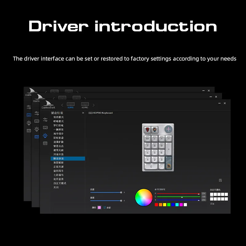 Darmoshark K3 프로 미니 RGB 숫자 기계식 게이밍 키보드, 블루투스 무선 3 가지 모드 풀 키, 핫 스왑 커스텀 드라이버 키패드