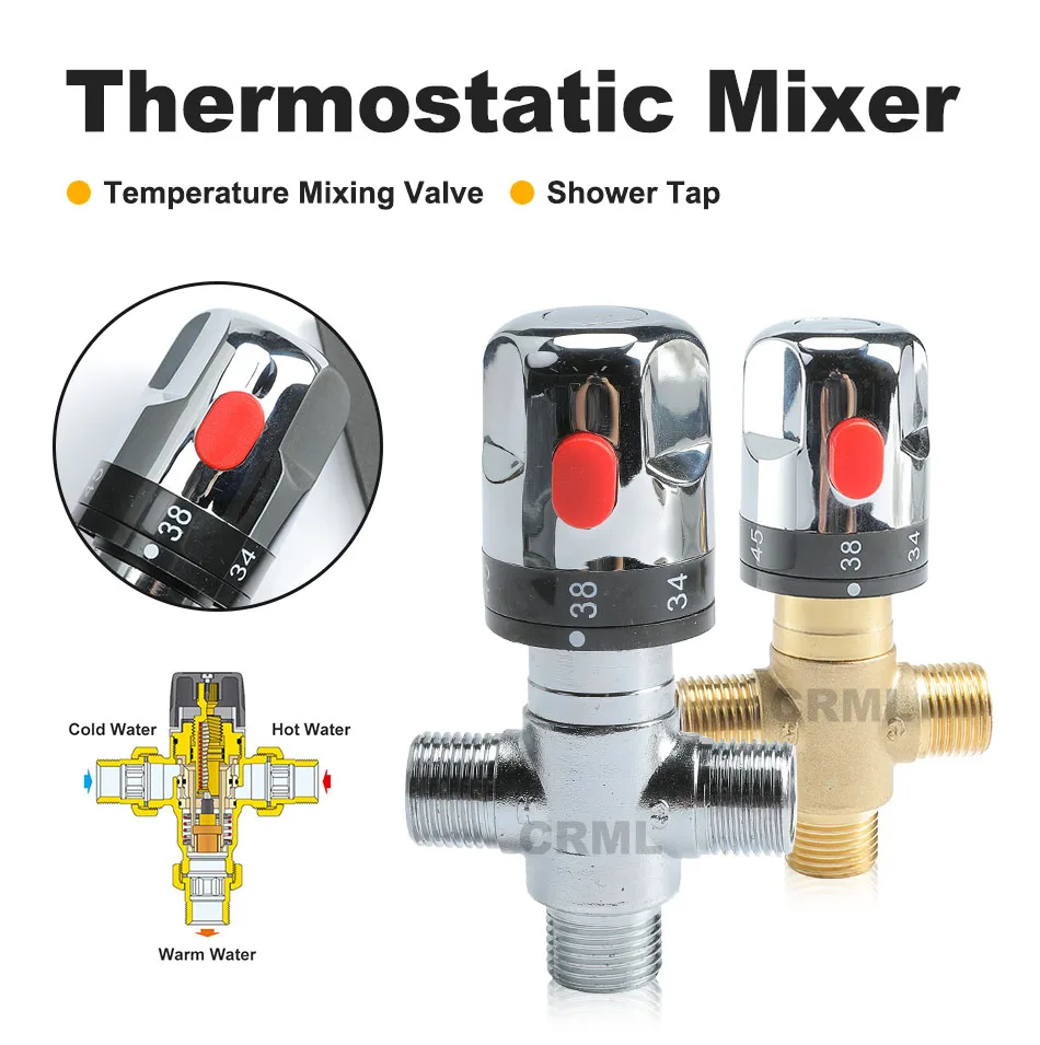 bronze válvula de mistura termostática torneira do banheiro misturador temperatura controle válvula termostática melhoria da casa chapeamento prata