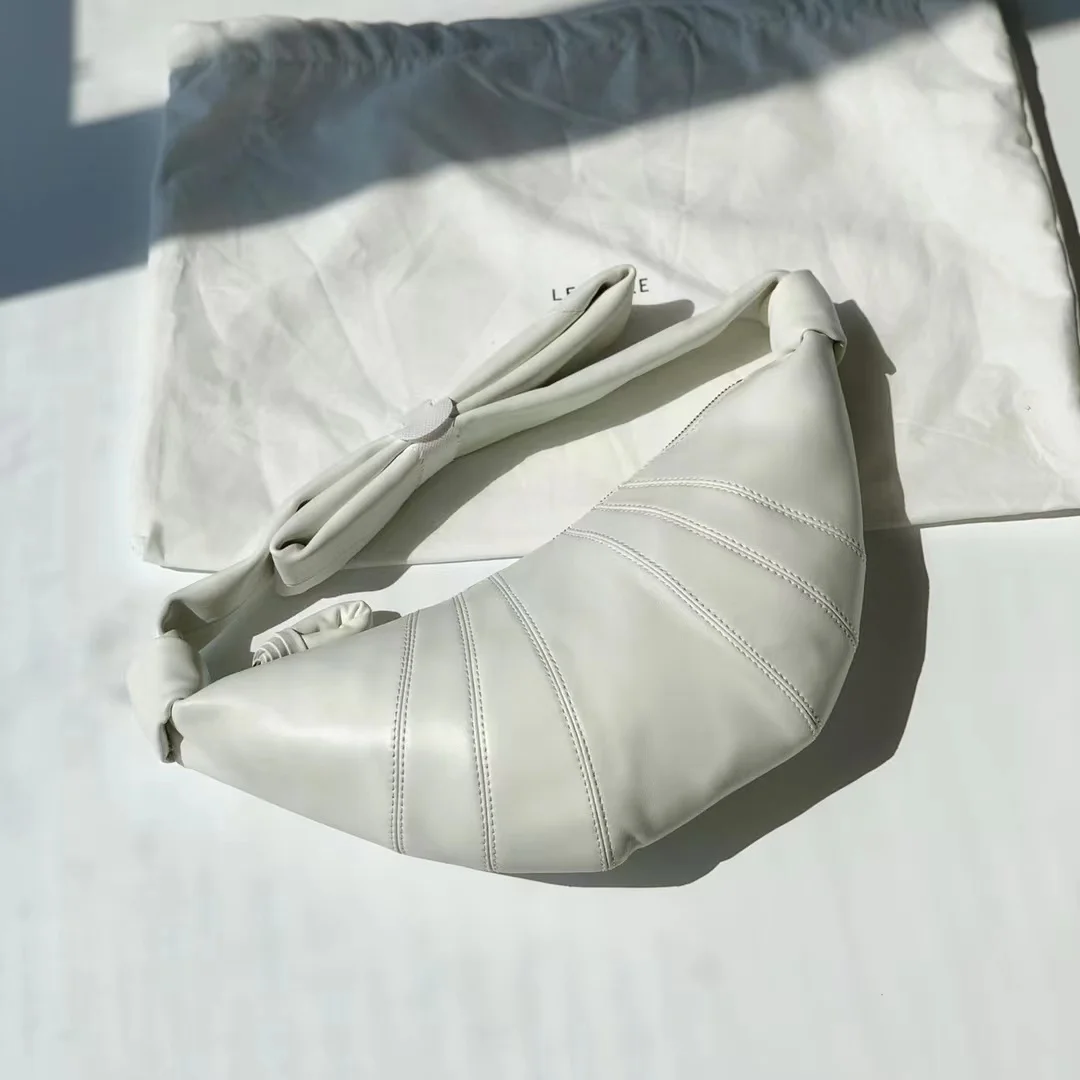 Unisex lambskin solid color fashion all-match large-capacity messenger croissant bag croissant bag