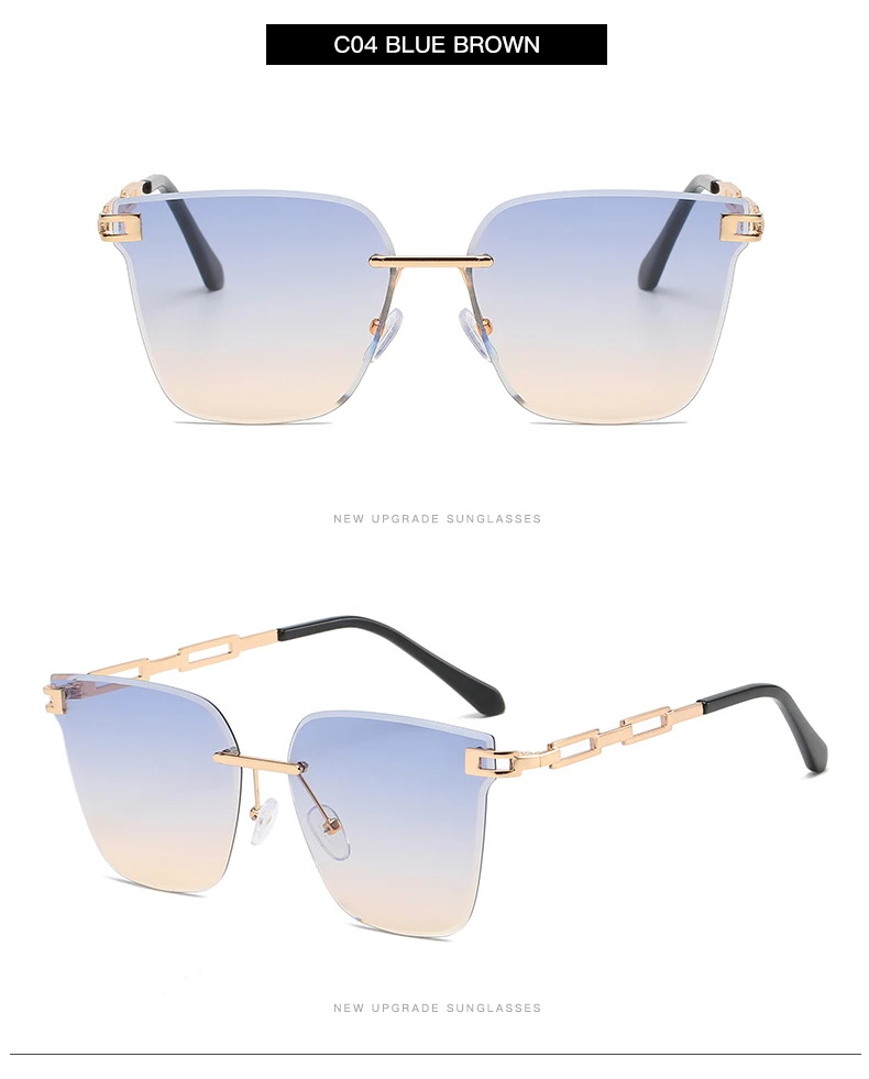 Wandern Frauen Randlose Legierung Cat EyeAnti Licht Gläser Farbverlauf Braun Schneiden Objektiv Brillen Für Weibliche Marke Designer Shades – Detail 25