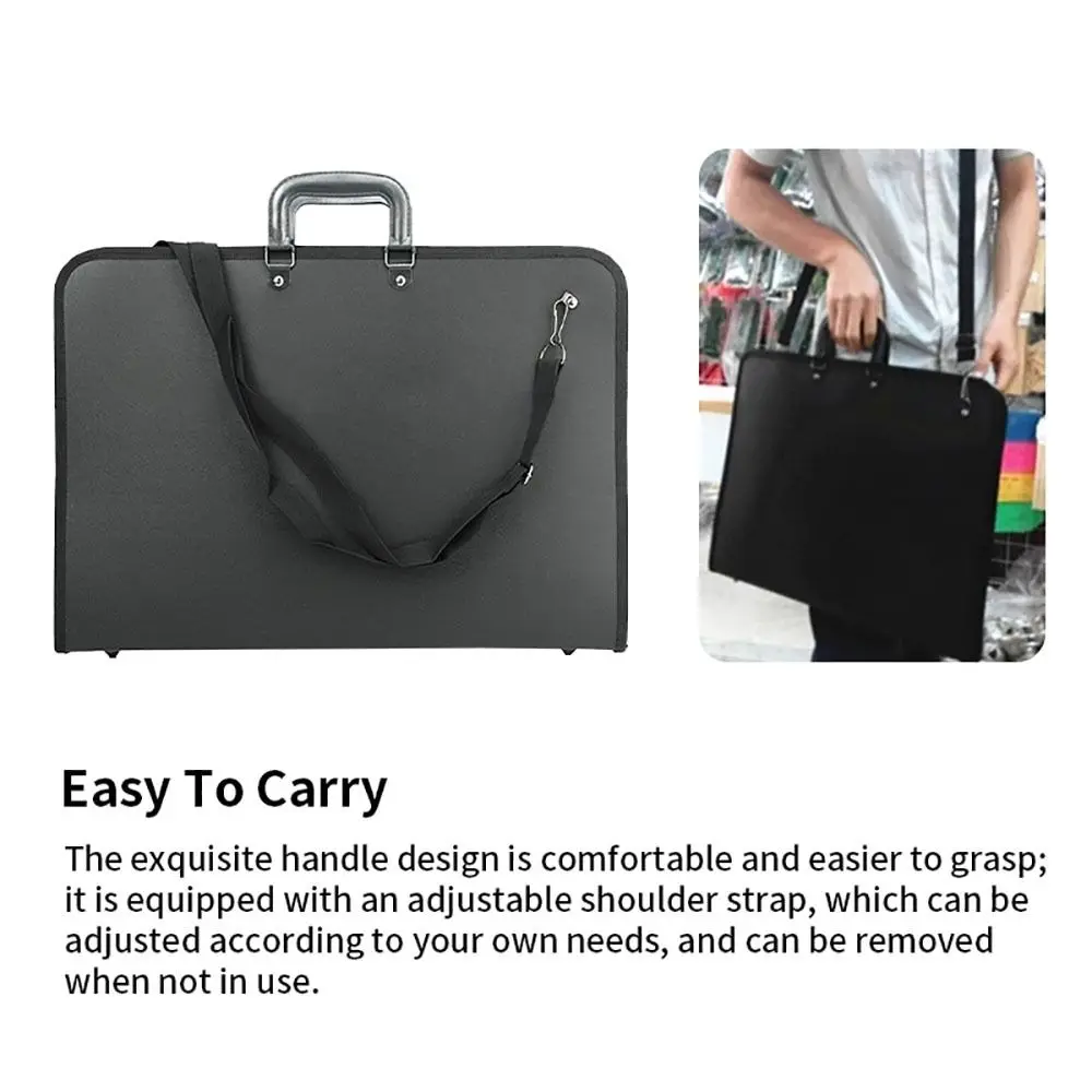 Weather Resistant Zipper Closure Art Portfolio Case With Shoulder Strap Top Handle Artist Painting Accessory art drawing tools