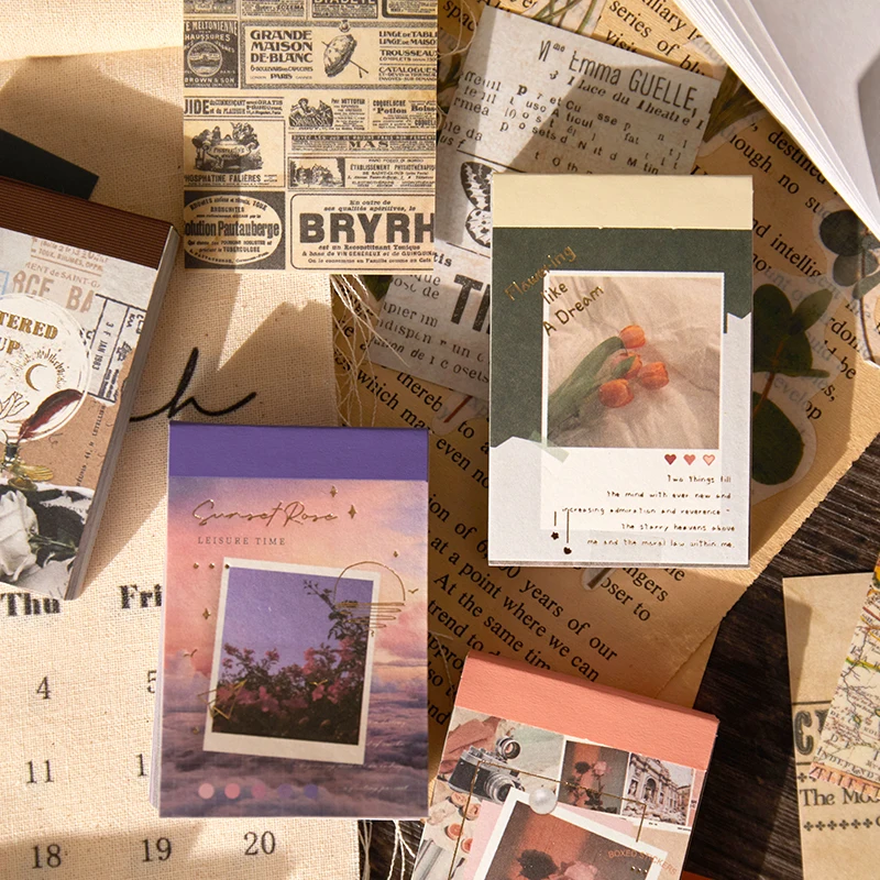 Journamm 50-60sheets Washi Paper Sticker Book Adhesive Craft Cards Decor Stationery DIY Scrapbooking Art Collage Album Stickers