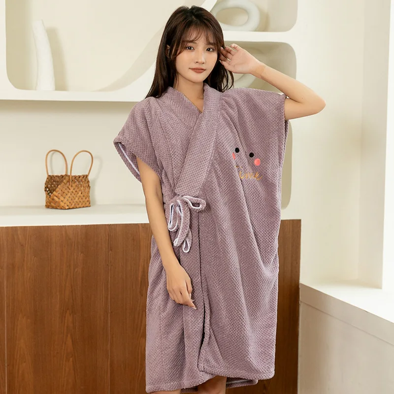 Coral Fleece Towel Cute Cross Strap Bath Skirt Home Wearable Travel Sauna Women's Clothes Spa Towels Adults Set for Bathroom
