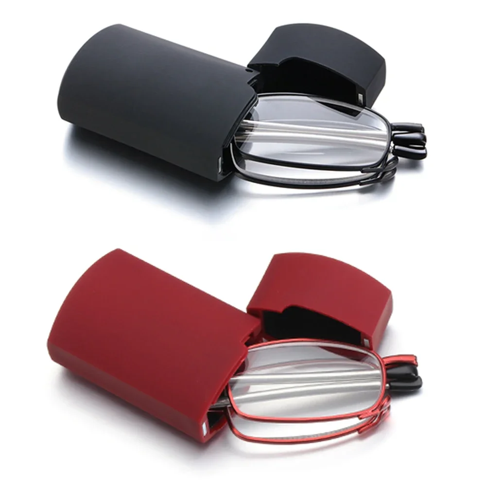 2022 Folding Portable Reading Glasses with Case Unisex Retro Telescopic Rotation Far Sight Presbyopia Men Women Diopter Eyewear