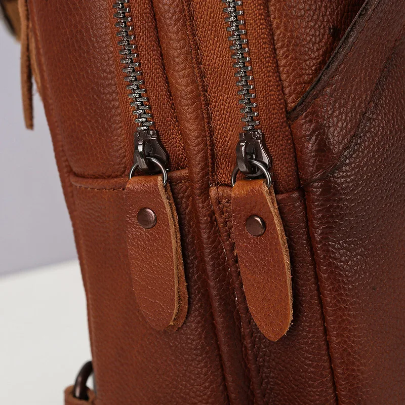 Luxury Designer Mens Genuine Top Grain Leather Chest Bag image 23