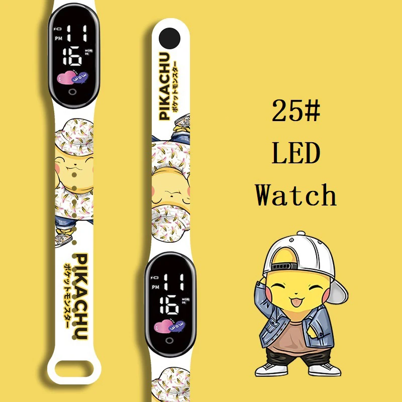 

Pokemon Strap LED Electronic Watch Fashion Colorful Bracelet Touch Waterproof Anime Character Pikachu Kid Digital Watches