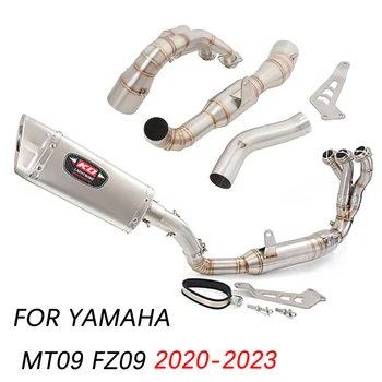 Slip On For YAMAHA MT-09 FZ09 2020-2023 Motorcycle Exhaust System Front Link Pipe Removable DB Killer Stainless Steel Muffler