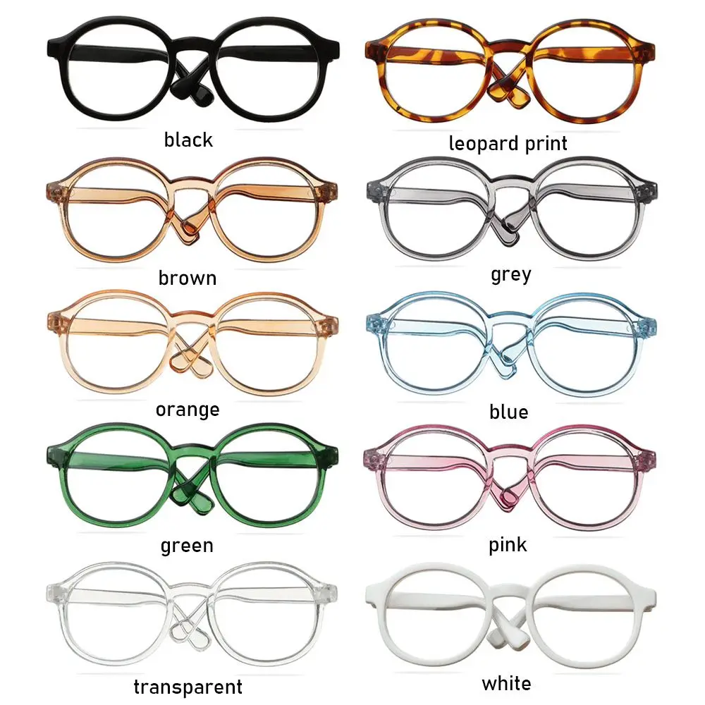 Plush Doll Glasses Accessories Round Frame Miniature Eyewear Clear Lens Candy Color Eyeglasses Style For Blythe Doll Decoration