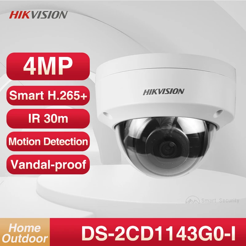 Hikvision 4Mp Outdoor Impermeabile Telecamera Dome Antivandalo Visione Notturna 30M Supporto Aggiornamento Rilevamento Movimento H.265 Ds-2Cd1143G0-I