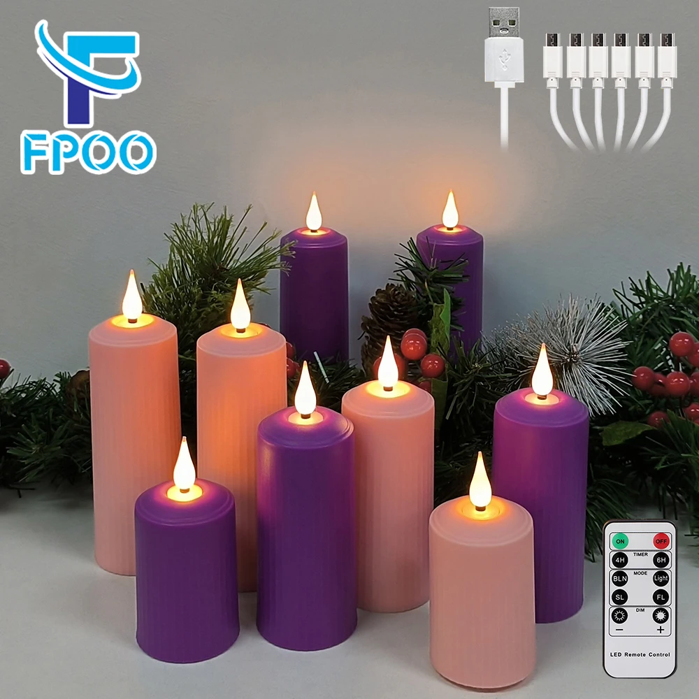 6 Candele LED A Batteria Con Telecomando E Timer – Effetto Fiamma Tremolante In Vera Cera | Ricaricabili USB Per Natale E Casa