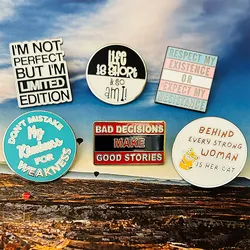 Limited Edition Funny Quote Enamel Pins - Sarcastic Lettering Brooches and Bad Decisions Lapel Badges - Feminist Jewelry Gift (Set of 6 pins)