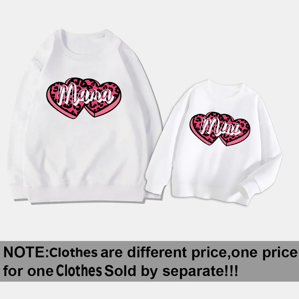 Mama Mini Print Valentine Family Matching Outfits Mom Kids Sweatshirt Family Clothes Valentine Day Party Women Children Outfits 5