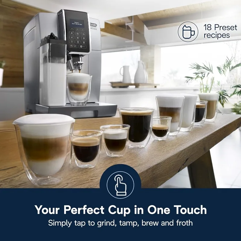 De'Longhi Dinamica LatteCrema Espresso Machine with Automatic Milk Frother for Latte, Cappuccino, Built-in Grinder, Silver 2