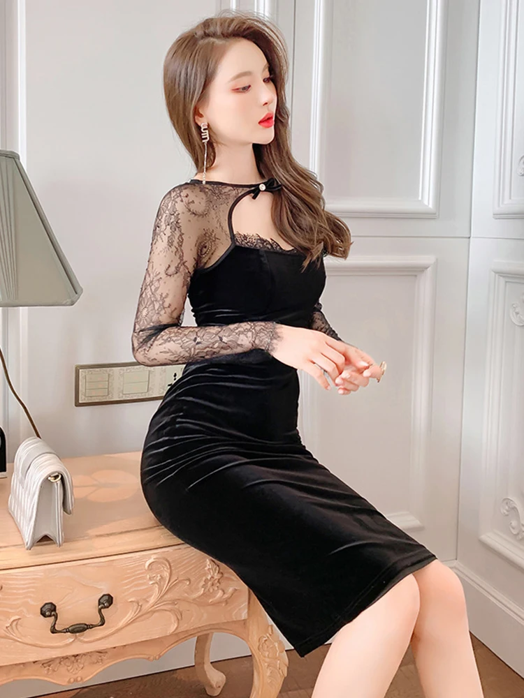 Spring Quality Elegant Sexy Dresses for Women 2023 Black