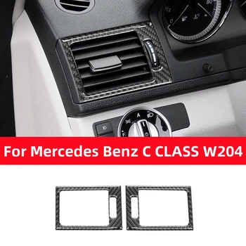 Per Mercedes Benz Classe C W204 2007-13 Accessori Auto Cornice Decorativa per Uscita Aria Condizionata Centrale Adesivi in Fibra di Carbonio