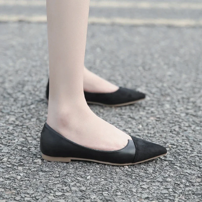 Simple fashion womens OL spring new net red flat shoes peas shoes scoop pointed single women's