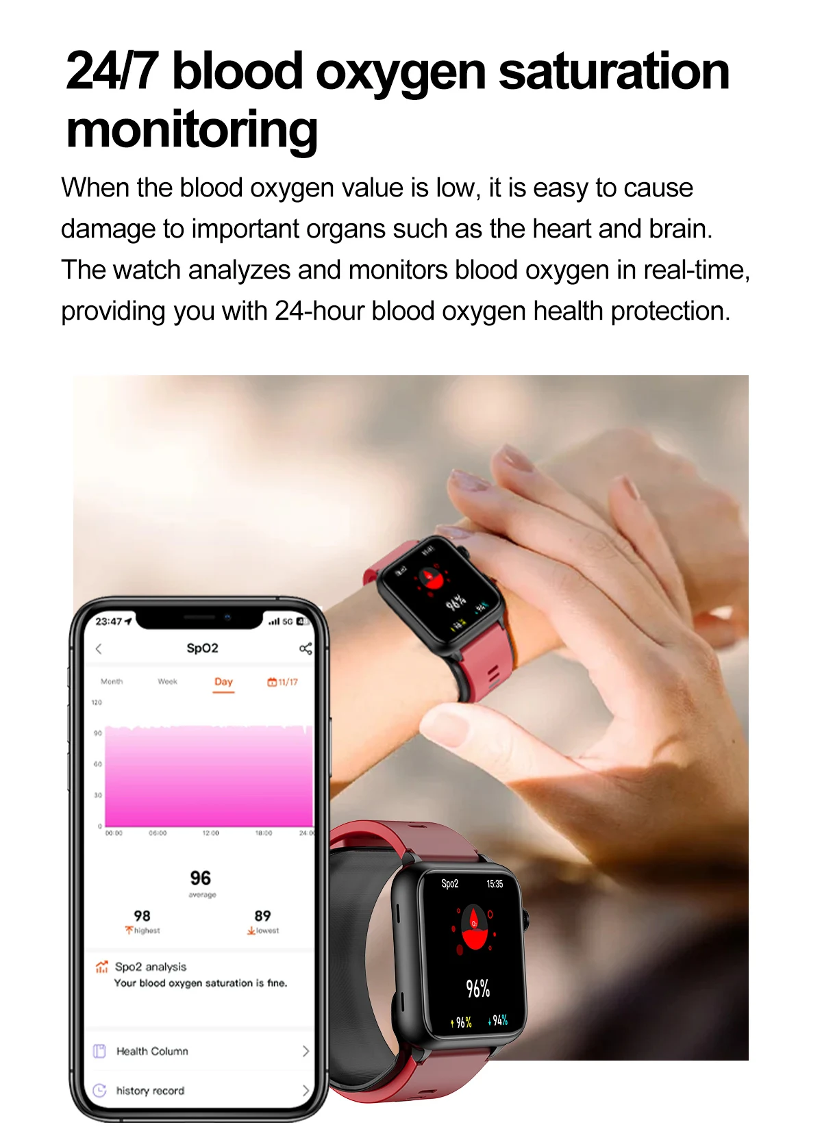 TK63 Smart Watch 1.91 inch full touch screen Air Pump+Airbag blood pressure voice broadcast Healthy smartwatch for Men Women 6