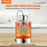VEVOR Alcohol Still, 30L 50L Water Alcohol Distiller, Home Distillery Kit w/ Stainless Steel Tube & Pump & One-way Exhaust Valve 2