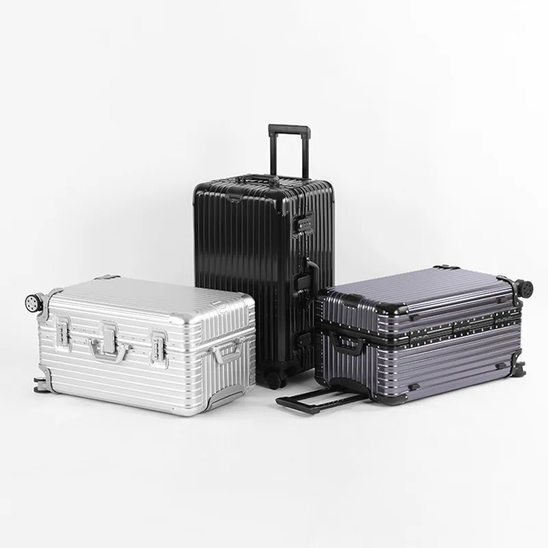 PLUENLI Fashion All-Aluminum Magnesium Alloy Trolley Case Universal Wheel Luggage Men's and Women's Password Boarding Travel