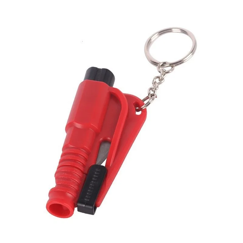 Mini Whistle Safety Hammer Car Emergency Rescue Kit Key Chain Knife Life Belt Cutter Broken Window Glass