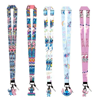 Disney Anime Stitch Phone Lanyards for Key Neck Strap Cartoon Stitch Dolls Key Chain Lanyard Key Holder DIY Hang Rope Toys Gifts
