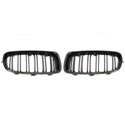 Premium Dual Slat Front Kidney Grille - High Quality ABS Car Styling Auto Accessory (Double Line Black)