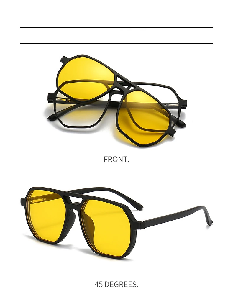 VCKA Big Frame Polarized Myopia Sunglasses 6 in 1 Prescription Magnetic Clip Men Women Glasses Custom Optical Eyewear -0.5 To-10
