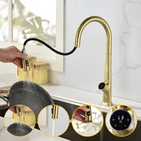 ก๊อกน้ำอ่างล้างจานแบบหรูหราทันสมัย พร้อมเซ็นเซอร์ ควบคุมน้ำร้อนน้ำเย็น แบบดึงออกได้ แสดงอุณหภูมิ ระบบสัมผัส 2