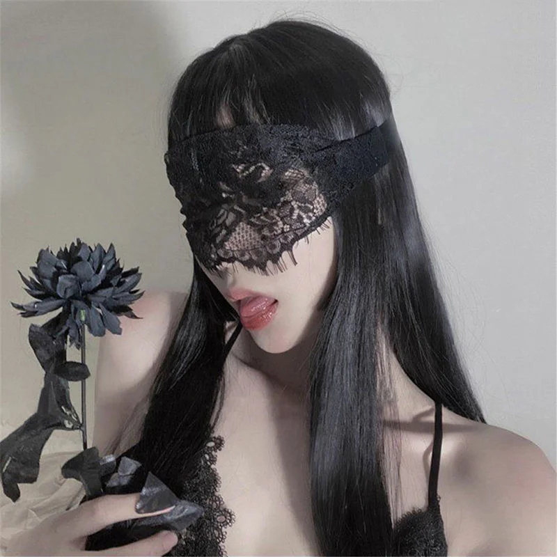 Sexy Black White Lace Transparent Eye Masks Women Sexy Lingerie Cosplay Costumes Erotic Accessories Bandage Strap Eye Covers
