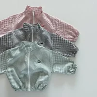 Costumes d'été coréens à carreaux pour garçons et filles, manteau à manches longues avec fermeture éclair et short, ensembles de vêtements pour tout-petits, nouvelle mode, 2 pièces, 2024 5