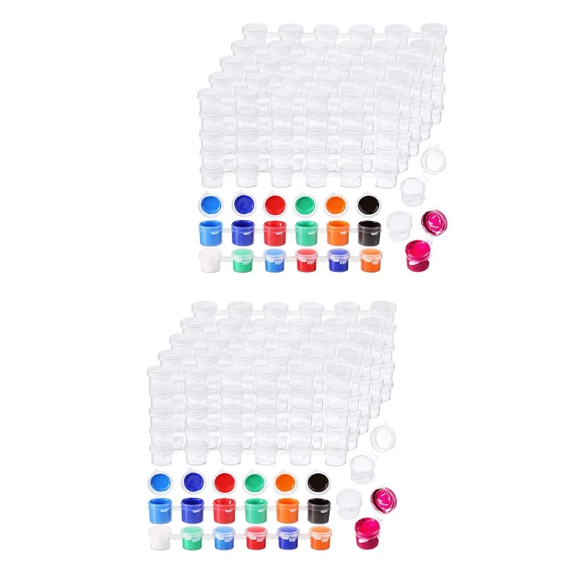 

200 Strips 1200 Pots Empty Paint Strips Paint Cup Clear Plastic Storage Containers Painting Craft Supplies(3 Ml/ 0.1 Oz)