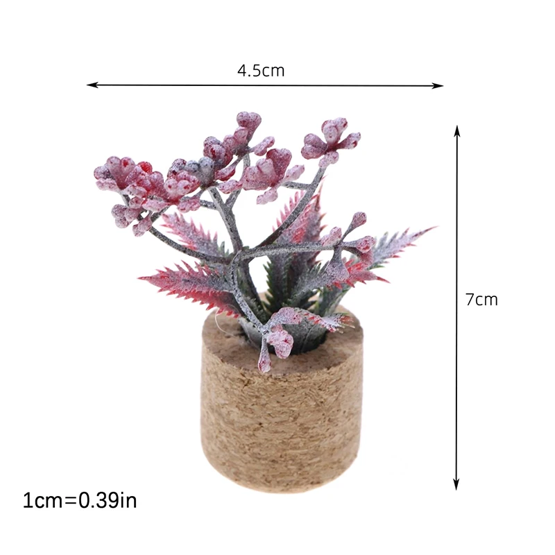 ตัวเลือกสินค้า 1:12 ตุ๊กตาจําลองดอกไม้กระถางตุ๊กตาบ้าน Miniature พืชสีเขียวตกแต่งสวน Micro Landscape เครื่องประดับ
