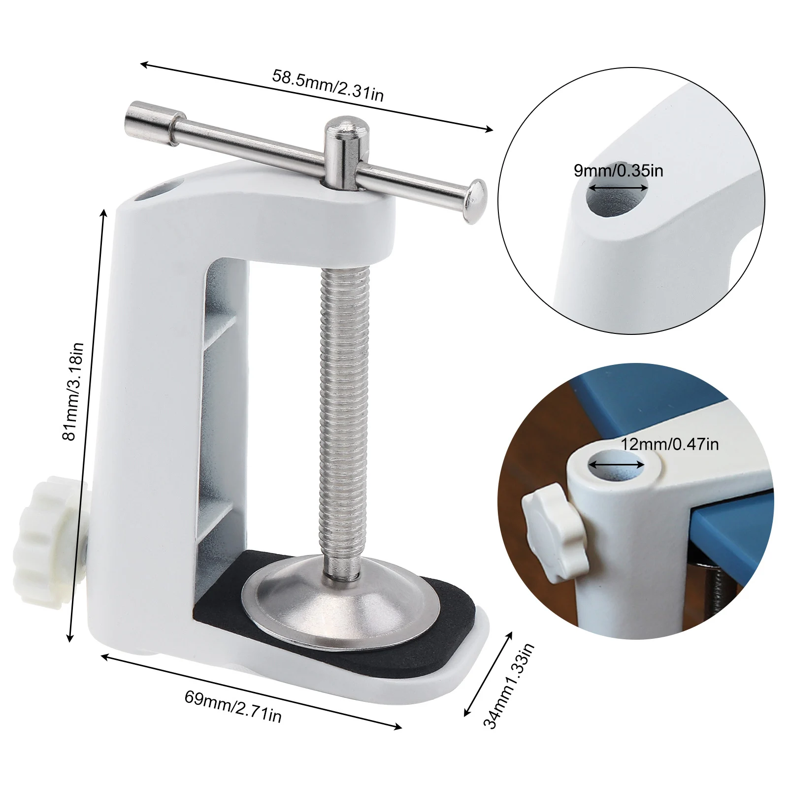 Aluminum Alloy Cantilever Desktop Magnifier Bracket Clamp Holder Metal LED Desk Lamp Clip Fittings Base Hose for Mic Stand