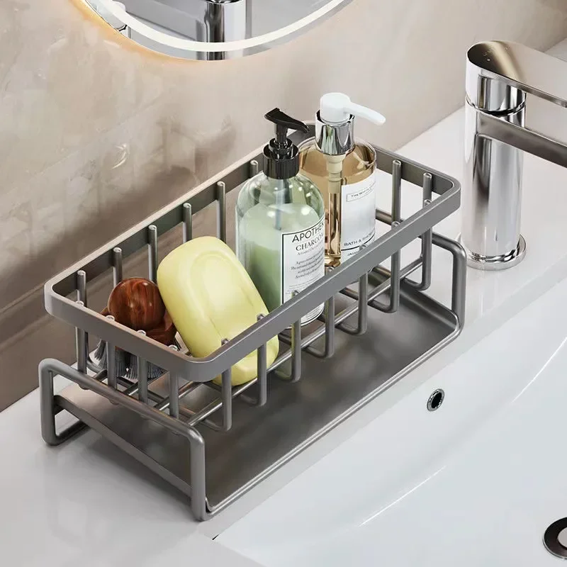 Carbon Steel Kitchen Sink Drain Drain Towel Rack Storage Rack Kitchen Accessories Sponge Storage Faucet Bracket Soap