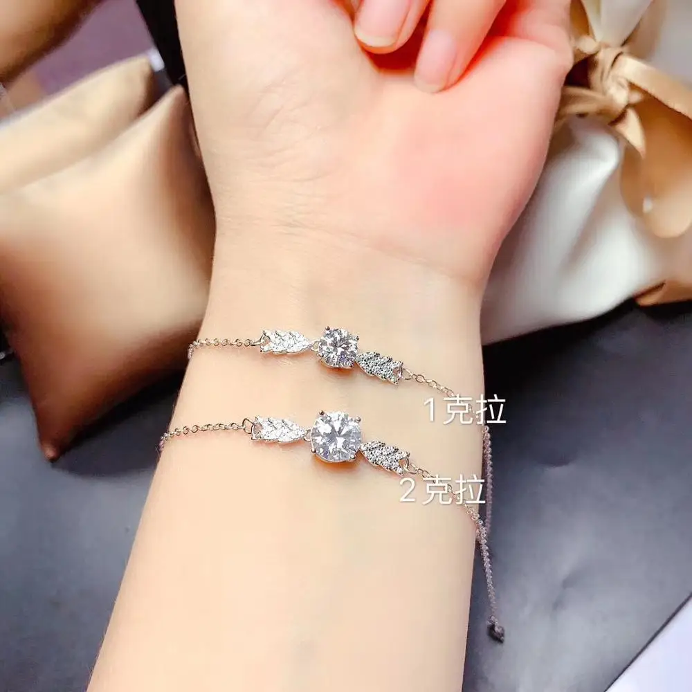 

1ct Moissanite Bracelet Round Stones Shinier Than Diamonds Genuine 925 Silver GRA Certificate Women's Birthday Gifts