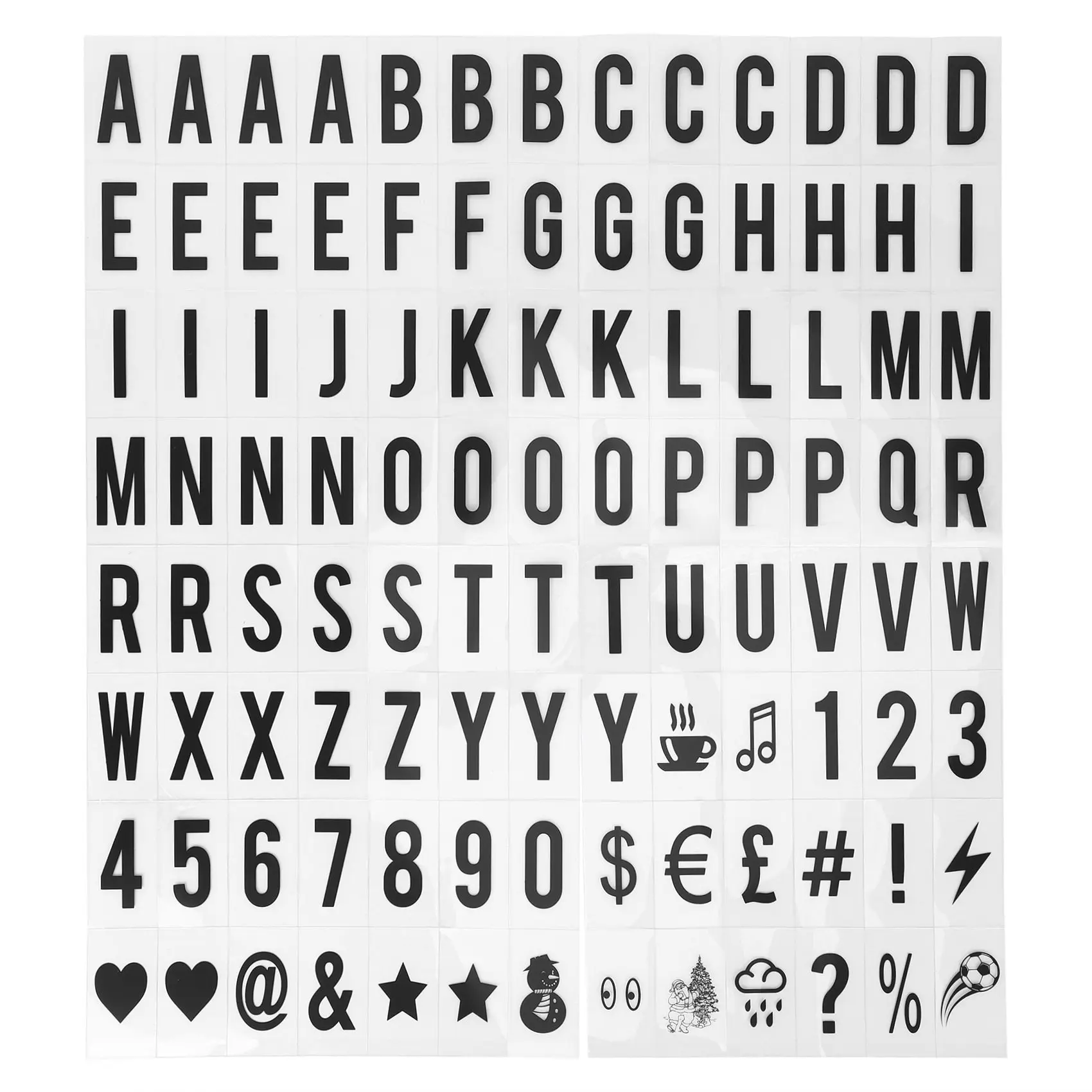 104Pcs Lightbox Cinematografica Lettere E Numeri Segni Di Ricambio Nero Per A4 Light Up Lettera Box Segno Tabellone Messaggi 65.4X35 Millimetri (Le