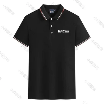 Polo stampata da uomo con colletto a righe rosse e bianche, T-shirt business casual a maniche corte, traspirante per allenamento sportivo