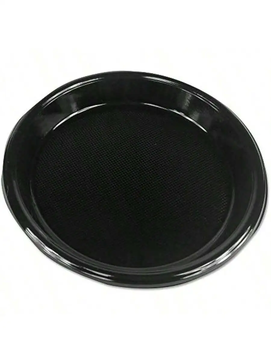 Boardwalk BWKPLHIPS10BL Hi-Impact 10 in. Plastic Dinner Plates-Black 500 Carton