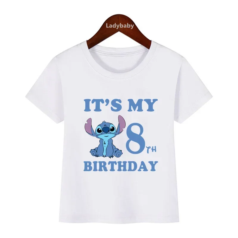 thumbnail image 1 of Ropa para niños con estampado de Lilo y Stitch de Disney, camiseta de algodón para niños y niñas de 1, 2, 3, 4, 5, 6, 7, 8 y 9 años, 1 of 5
