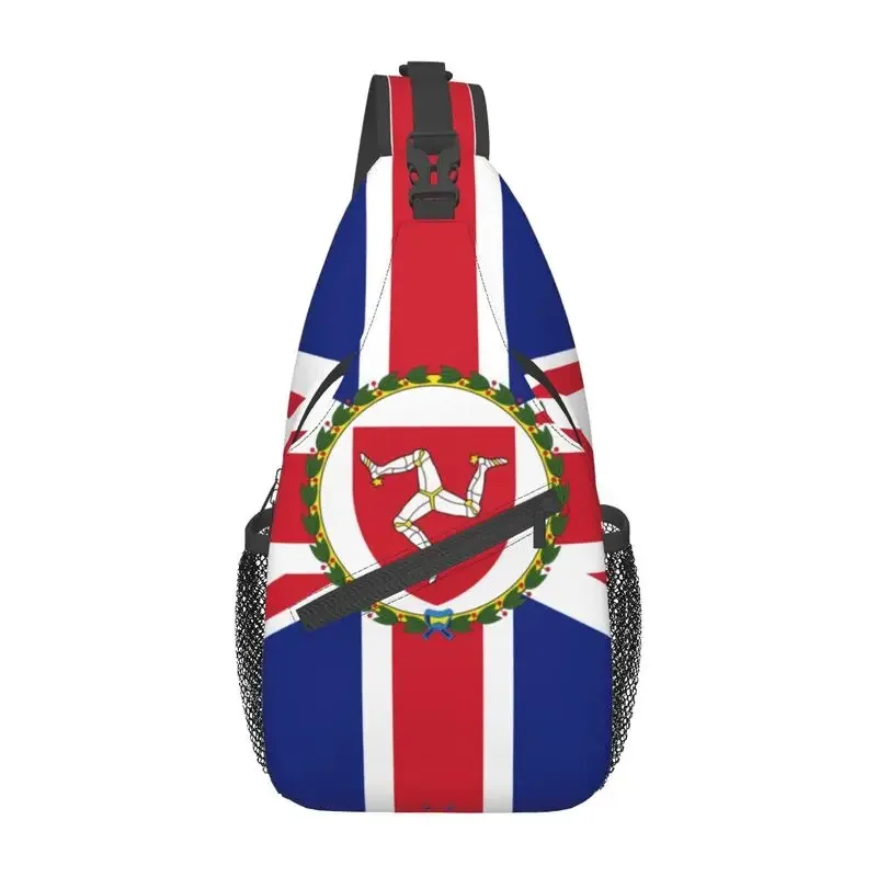 

British Flag Of Isle Of Man Sling Chest Bag Customized Shoulder Crossbody Backpack for Men Travel Hiking Daypack