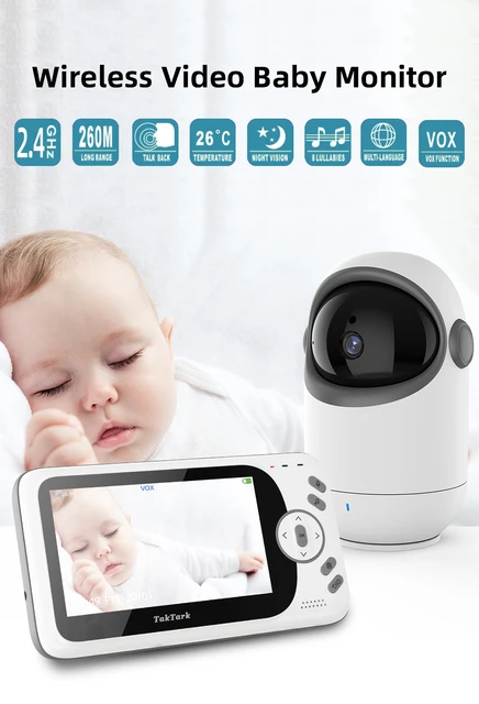 TakTark Babyphone Camera, 4.3'' Video Babyphones Caméra avec 300°  Pan-Tilt-Zoom à Distance, Camera Bebe Surveillance de la Température, VOX,  Vision Nocturne, Communication Bidirectionnelle : : Bébé et  Puériculture